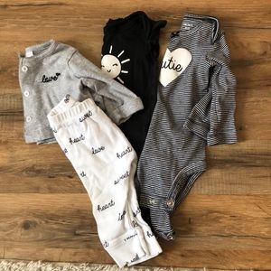 Carters baby girl black and white lot 6 months